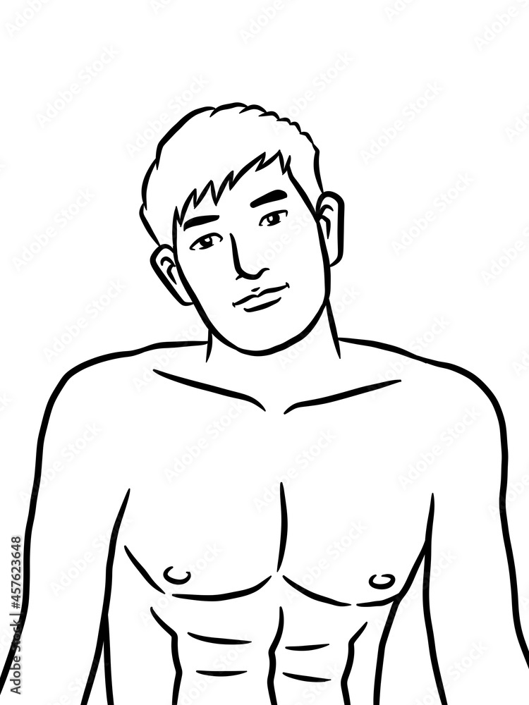 Fototapeta premium black and white cute man cartoon for coloring