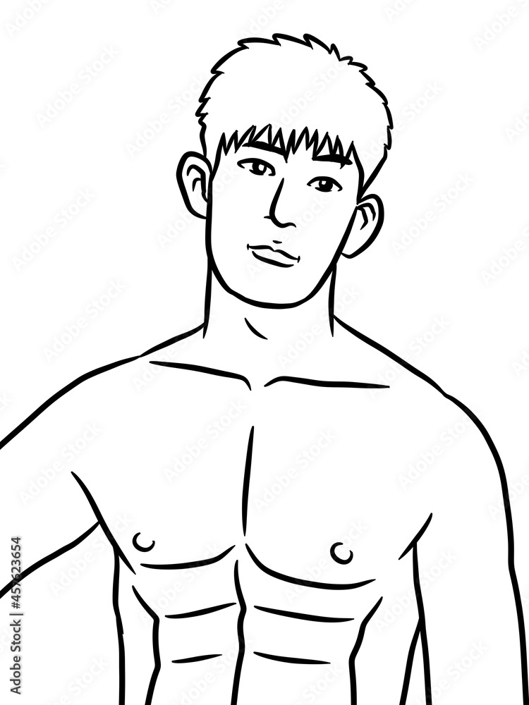 Fototapeta premium black and white cute man cartoon for coloring