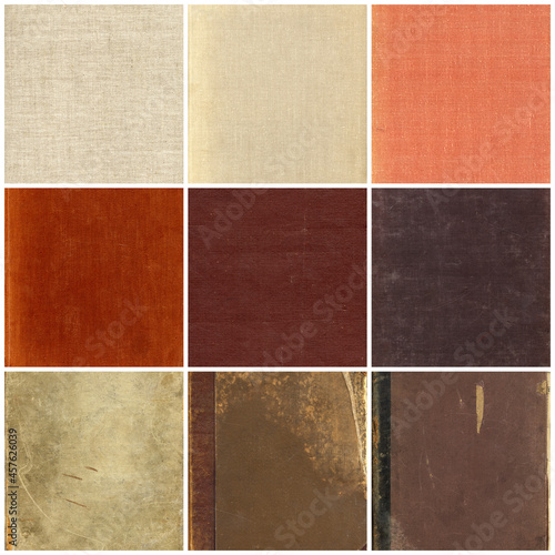 Paper and textile textures set. Rough faded canvas surface. Perfect for background and vintage style design.