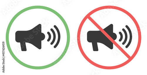 Speaker prohibition sign. Do not allow for advertising icon vector isolated on white background.