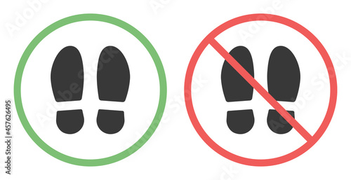 Footstep sign. No shoes print icon sign.