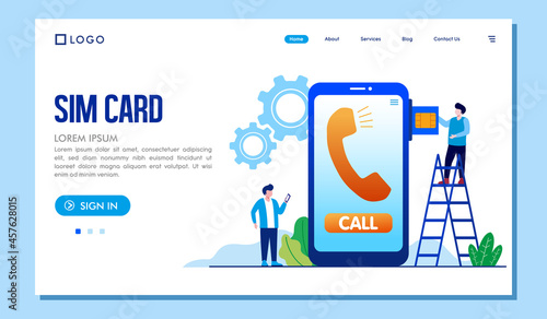 SIM CARD online, smartphone number, digital number, technology, flat illustration vector banner photo