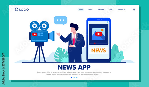 News app illustration, media concept, online newspaper, breaking news, flat illustration vector banner