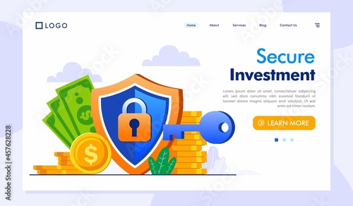 secured investment illustration, financial security, payment security concept, technology, flat illustration vector template