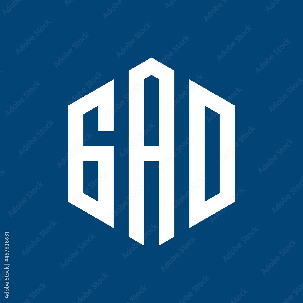 GAD Initial three letter logo hexagon GAD Initial three letter logo hexagon