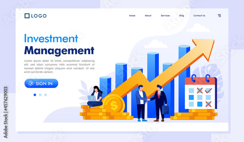 investment management illustration, financial concept, growing graph, capital, investing, flat illustration vector banner