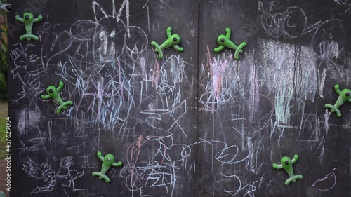 Playground children abstract drawing on black baord photo