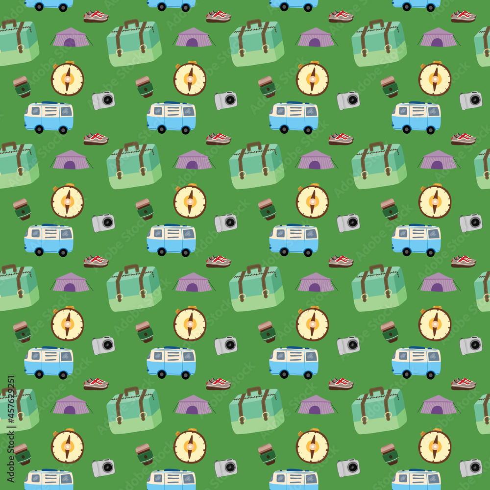 Traveling Seamless Pattern Design Template Traveling Seamless Pattern Design Template