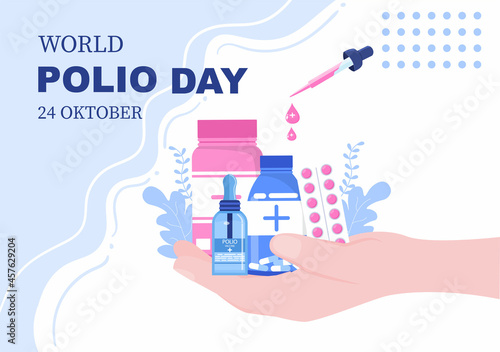 World Polio Day Background Which is Celebrated on October 24 Medicine to Life-Threatening Disease Caused by the Poliovirus. Vector Illustration