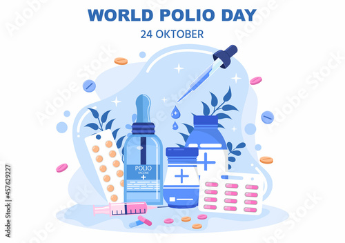 World Polio Day Background Which is Celebrated on October 24 Medicine to Life-Threatening Disease Caused by the Poliovirus. Vector Illustration