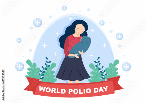 World Polio Day Background Which is Celebrated on October 24 Medicine to Life-Threatening Disease Caused by the Poliovirus. Vector Illustration