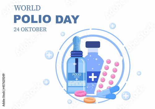 World Polio Day Background Which is Celebrated on October 24 Medicine to Life-Threatening Disease Caused by the Poliovirus. Vector Illustration