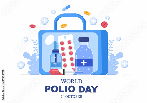 World Polio Day Background Which is Celebrated on October 24 Medicine to Life-Threatening Disease Caused by the Poliovirus. Vector Illustration