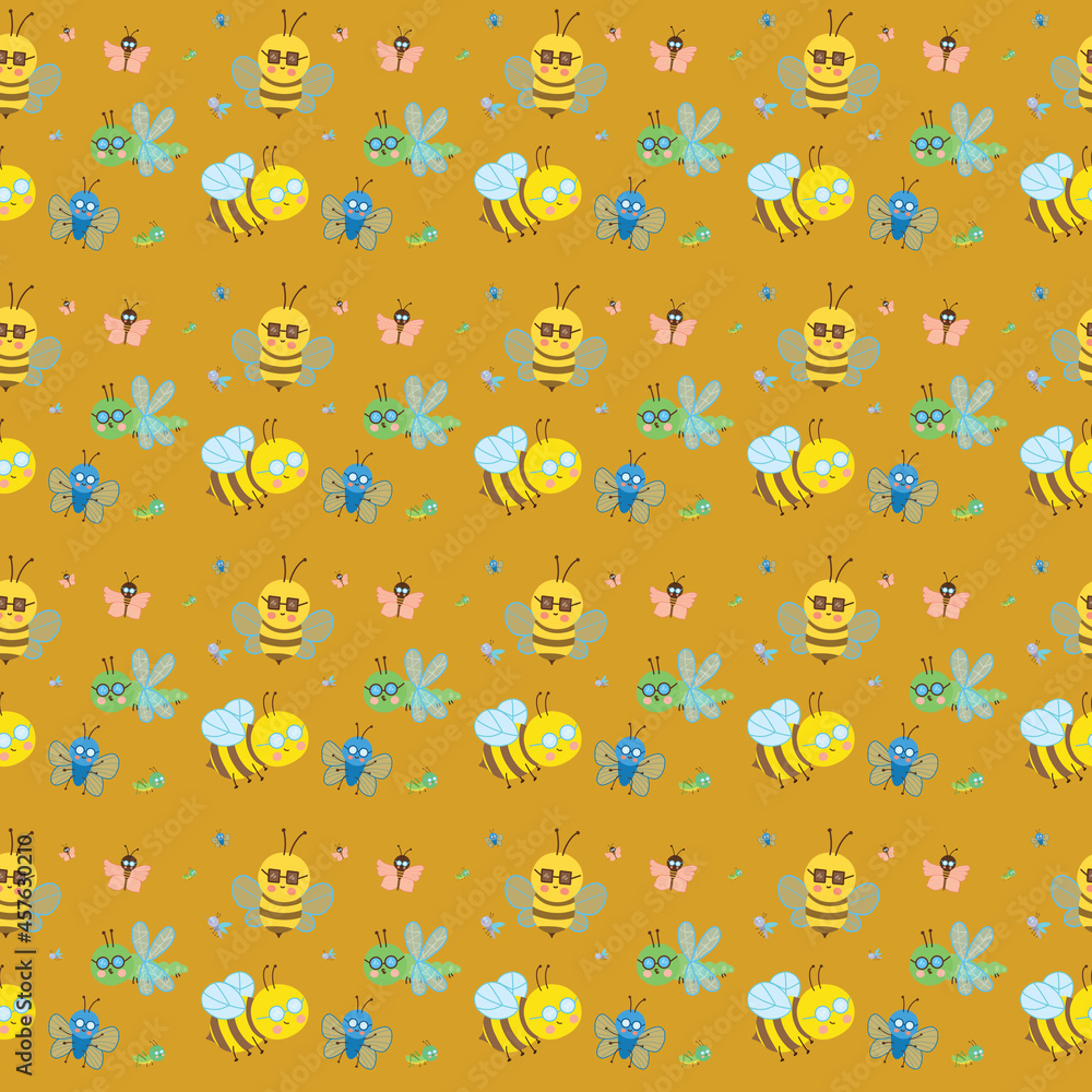 Cute Bug Seamless Pattern Design Template Cute Bug Seamless Pattern Design Template