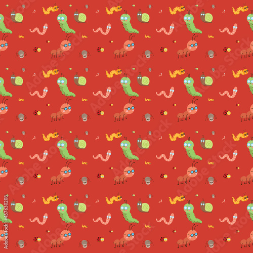 Cute Bug Seamless Pattern Design Template (ID: 457630208)