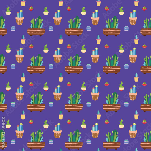 Cactus Seamless Pattern Design Template (ID: 457630232)
