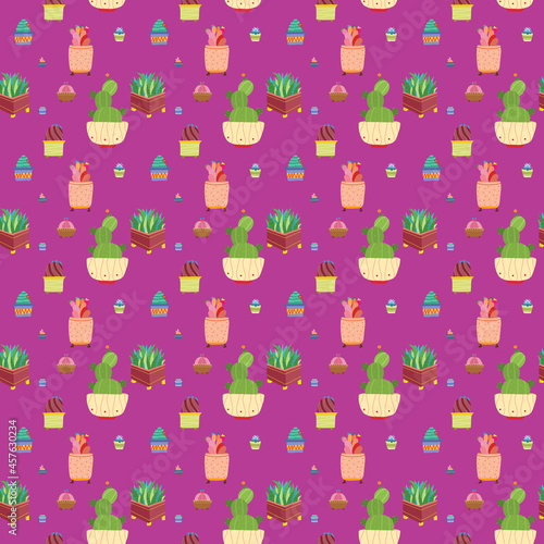 Cactus Seamless Pattern Design Template (ID: 457630234)