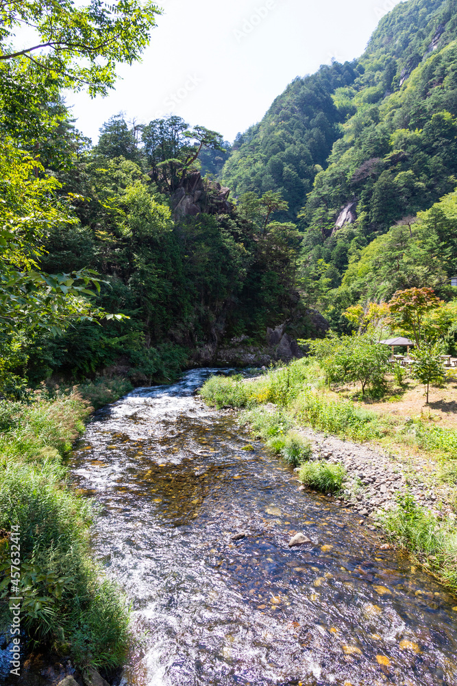 Arakawa river at Shosenkyo valley in Kofu town, Yamanashi, Japan.
