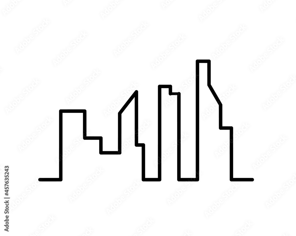 Abstract panoramic landscape as continuous lines drawing on white. Vector Abstract panoramic landscape as continuous lines drawing on white. Vector