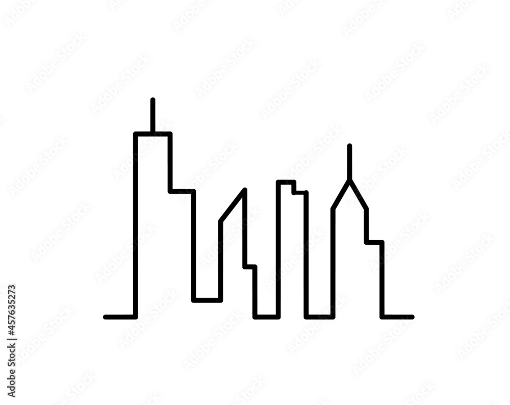 Abstract panoramic landscape as continuous lines drawing on white. Vector Abstract panoramic landscape as continuous lines drawing on white. Vector