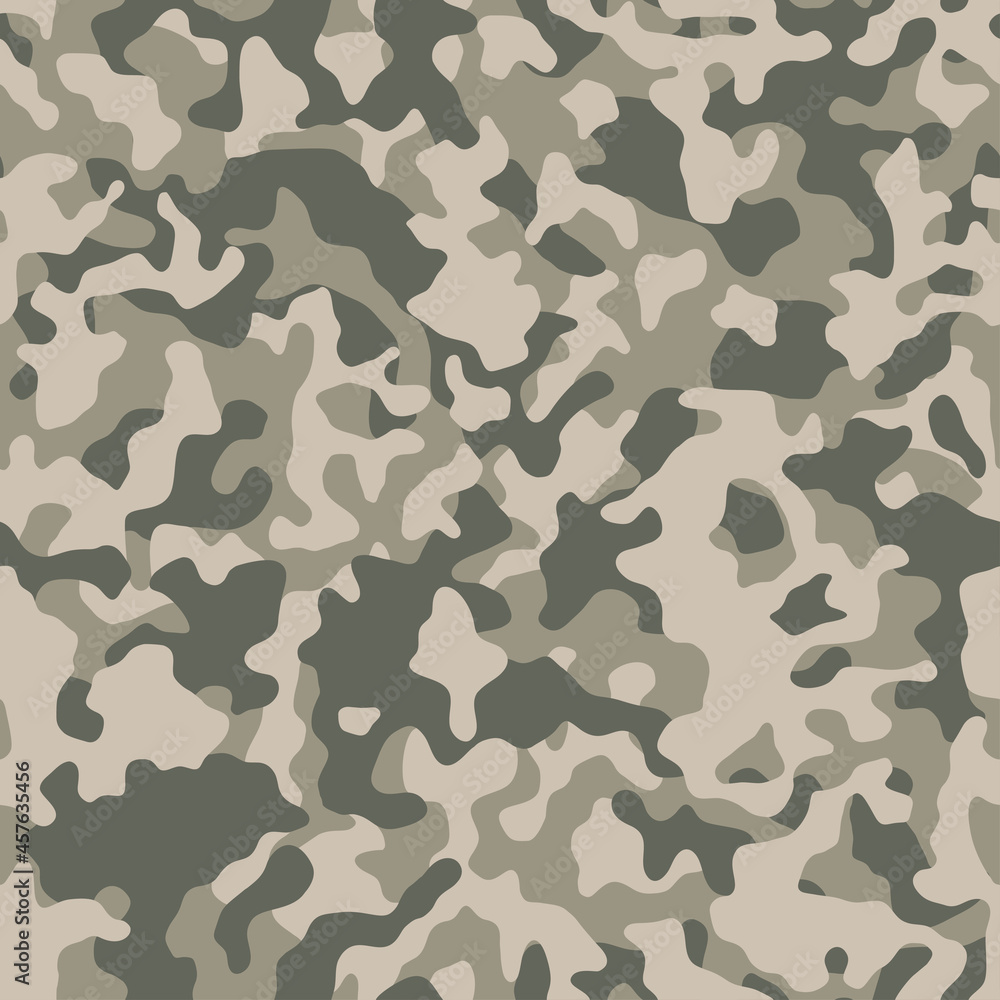 Fototapeta premium Seamless camouflage pattern. Light green texture, vector illustration. Camo print background. Abstract military style backdrop