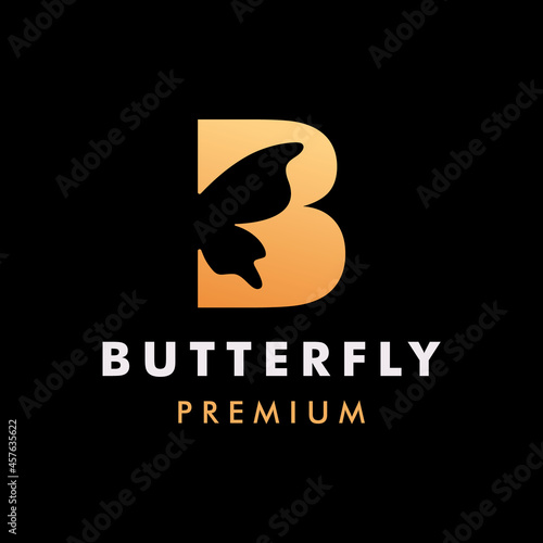 initial letter b butterfly logo icon vector