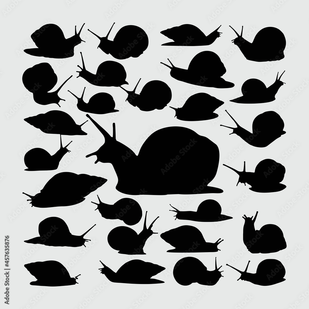 Snail Silhouette. A set of snail silhouettes Stock Vector | Adobe Stock