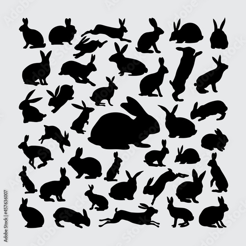 Rabbit Silhouette. A set of Rabbit silhouettes