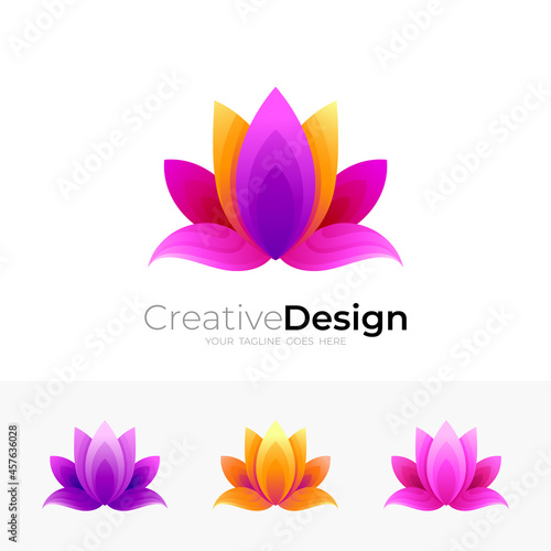 Abstract flower logo and colorful design template