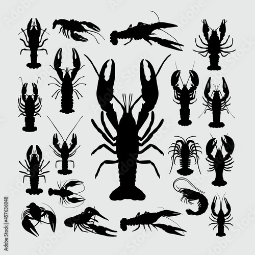 Lobster Silhouette. A set of lobster silhouettes