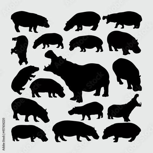 Hippo Silhouette. A set of hippo silhouettes