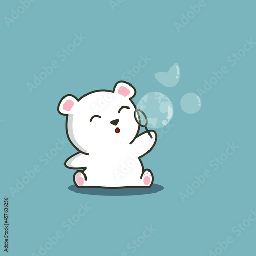 polar bear playing bubble earth