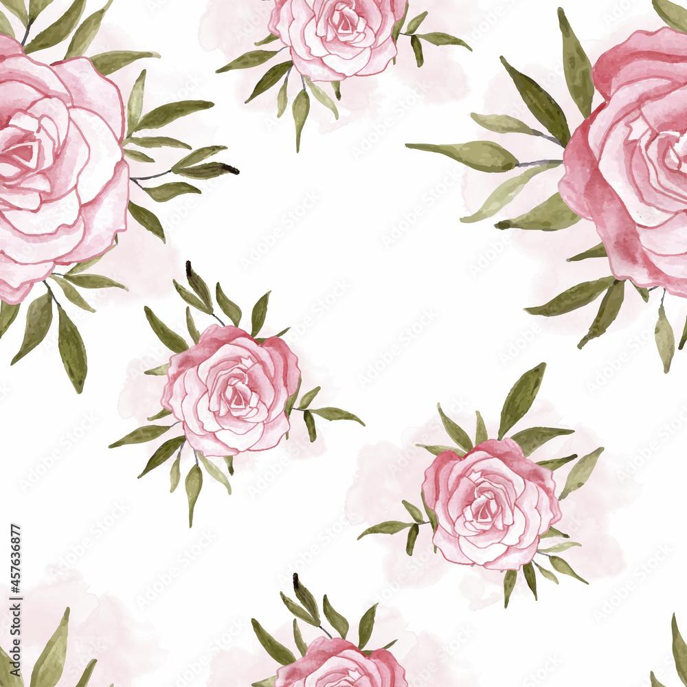 Hand painted rose watercolor for seamless pattern