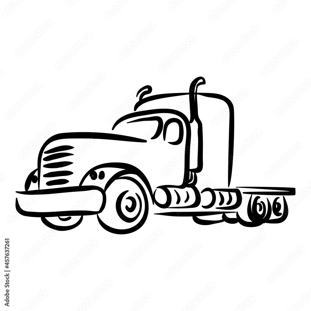 Tractor truck isolated line art Tractor truck isolated line art