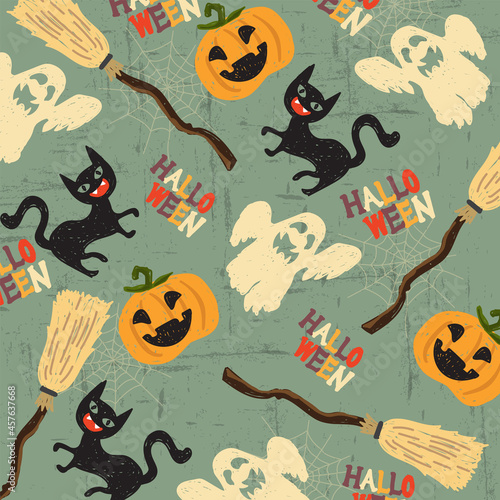  halloween holiday pattern background card vector illustration design 14