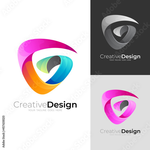 G logo, letter G logo with play icon colorful