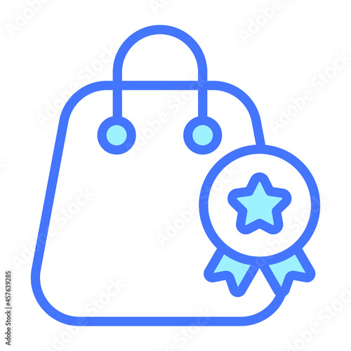 shopping bag Blue Outline icon, Shopping and Discount Sale icon.