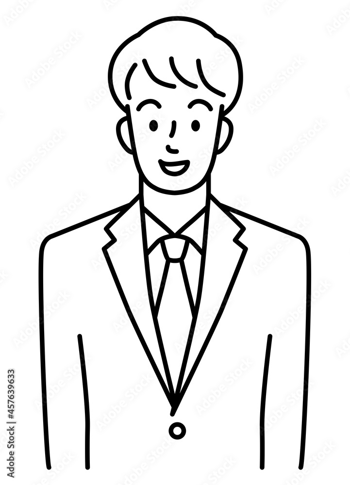 Upper body of a young man wearing a suit (line) Upper body of a young man wearing a suit (line)