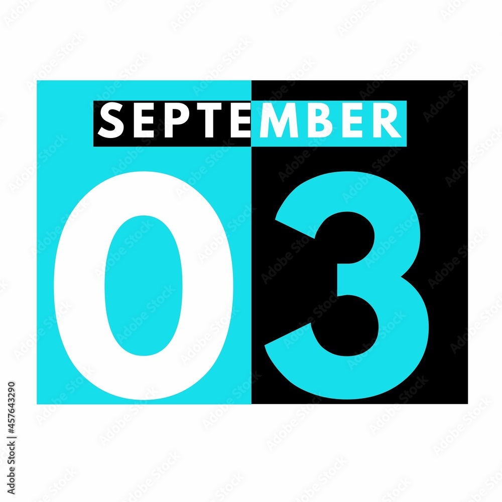 September 3 . Modern daily calendar icon .date ,day, month .calendar for the month of September September 3 . Modern daily calendar icon .date ,day, month .calendar for the month of September