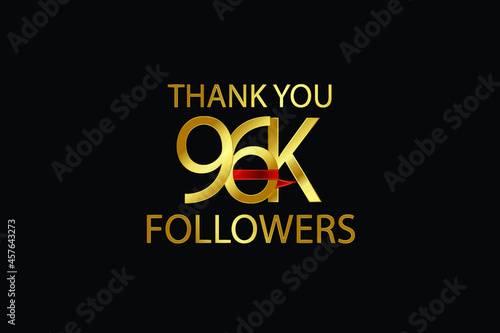 96K, 96.000 Followers Thank You anniversary Red logo with Tosca ribbon. For Social Medias - Vector	 photo