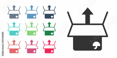 Black Unboxing icon isolated on white background. Set icons colorful. Vector