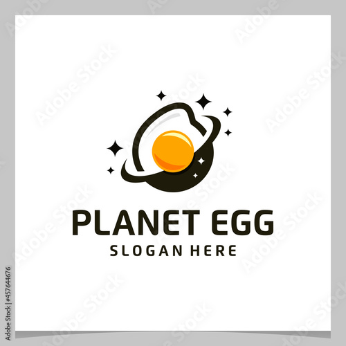 Inspiration logo design egg with planet logo. Premium vector