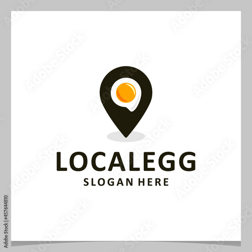 Inspiration logo design egg with location logo. Premium vector
