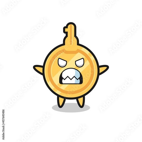 wrathful expression of the key mascot character