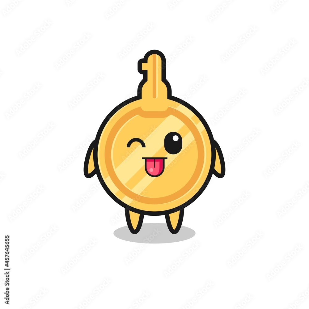 Fototapeta premium cute key character in sweet expression while sticking out her tongue
