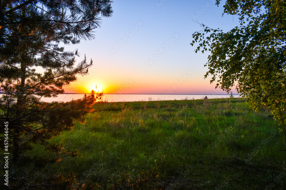 beautiful sunset on the Volga River