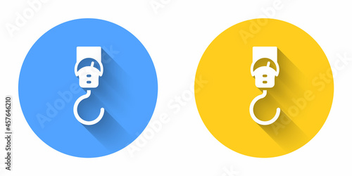 White Spring scale icon isolated with long shadow background. Balance for weighing. Determination of weight. Circle button. Vector