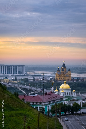 Beautiful sunset over the city of Nizhny Novgorod