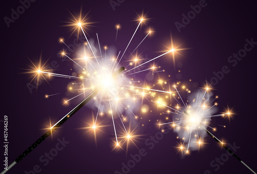 Vector illustration of sparklers on a transparent background.	

