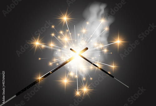 Vector illustration of sparklers on a transparent background.	
